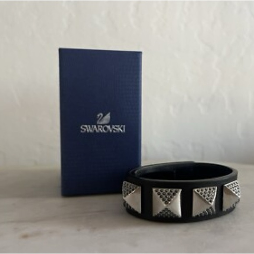 Swarovski Black Bangle with Silver Pyramid‎ Studs